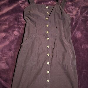 Brown Button-Front Women’s Dress with Pockets